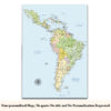 Colorful push pin South & Central America map no quote