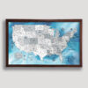 Pirate push pin USA map - brown frame