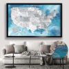 Pirate push pin USA map framed