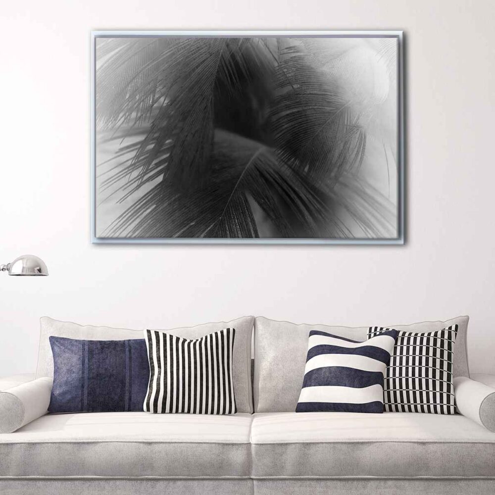 black leaves floating frame canvas