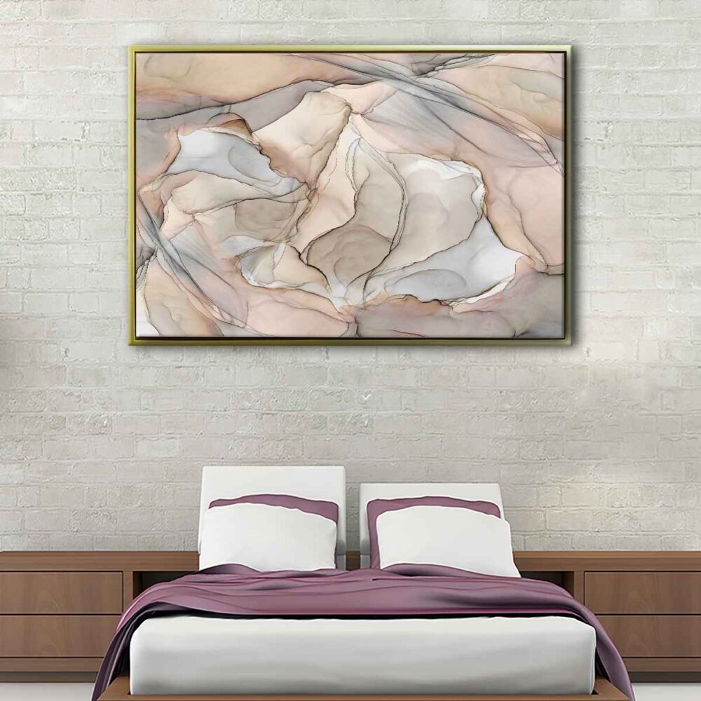 neutral marble floating frame canvas
