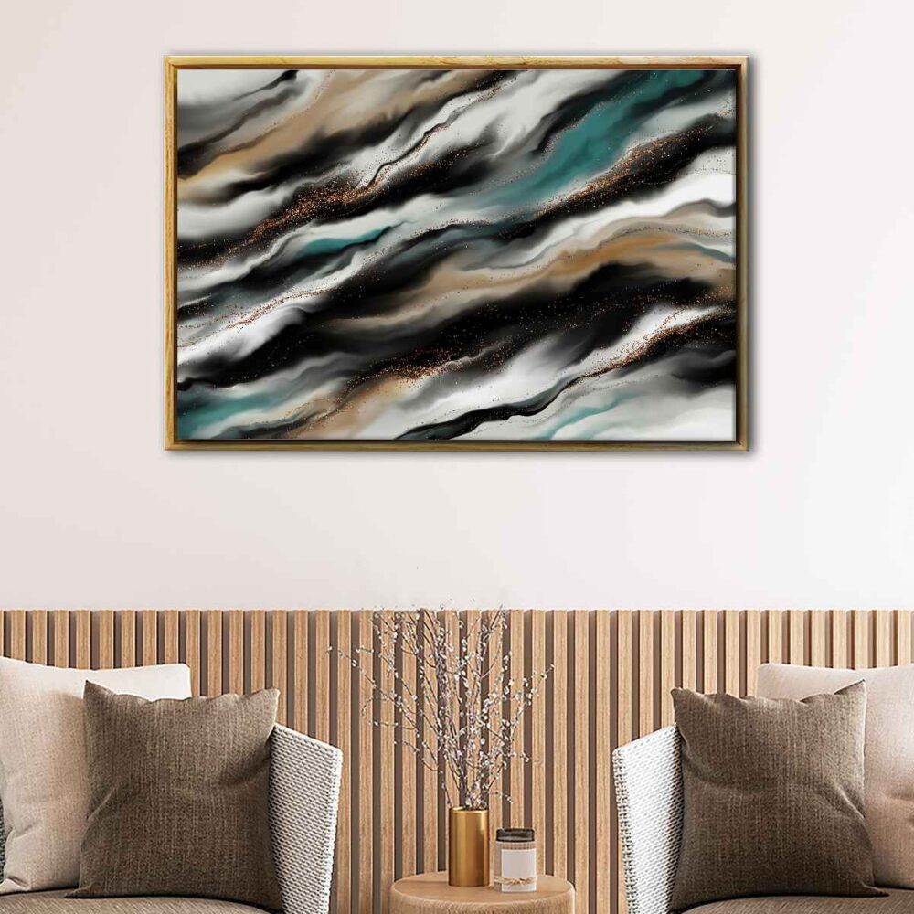 tableau vagues du ciel avec cadre flottant