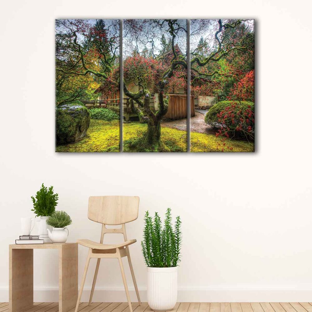 3 panels portland japanese garden canvas art