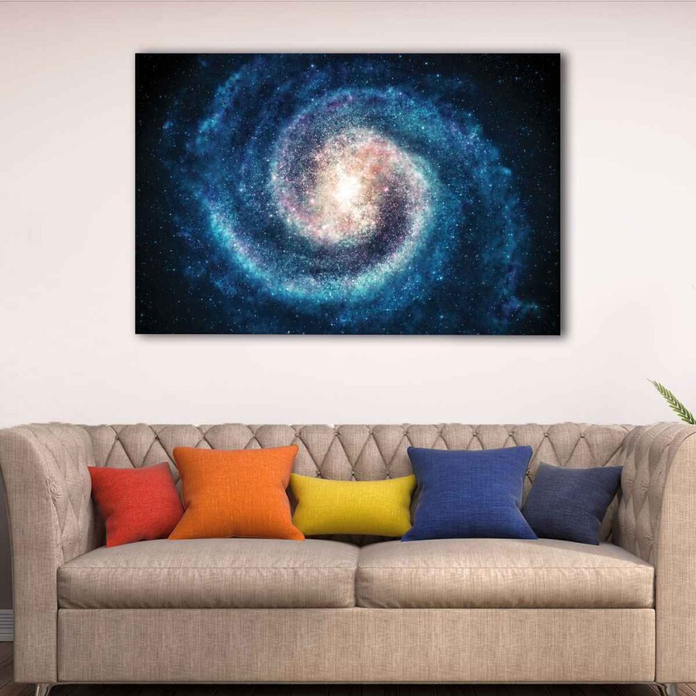 tableau galaxie bleue 5 pièces