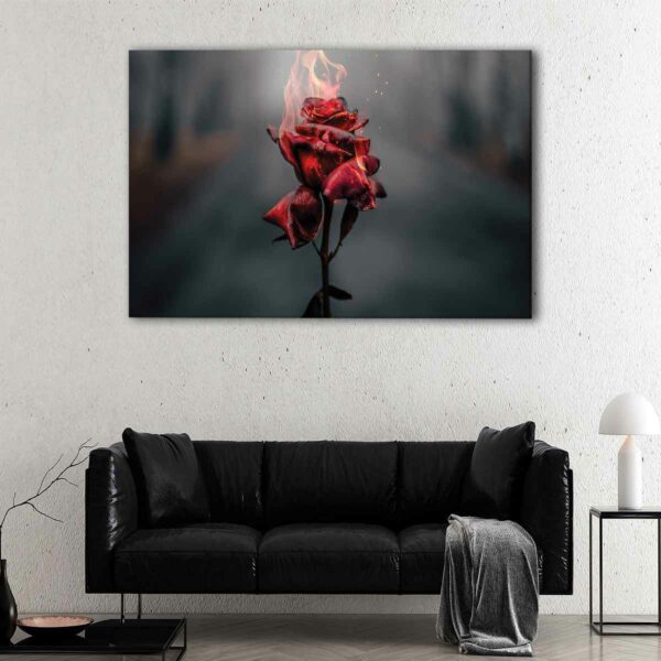 1 panels burning rose canvas art