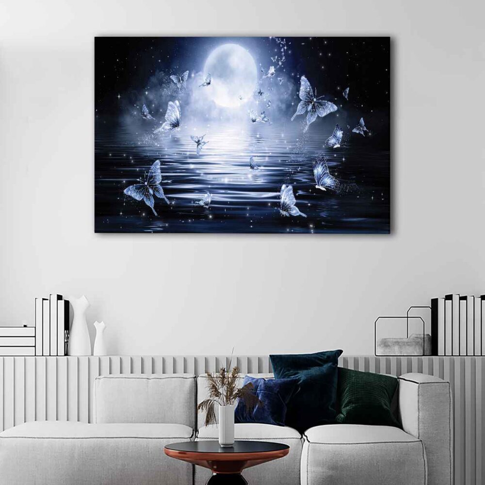 1 panels night butterflies canvas art