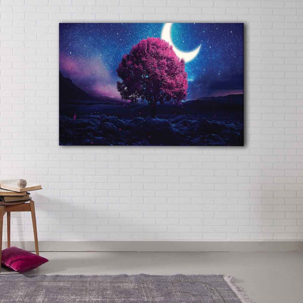 1 panels pink love tree canvas art