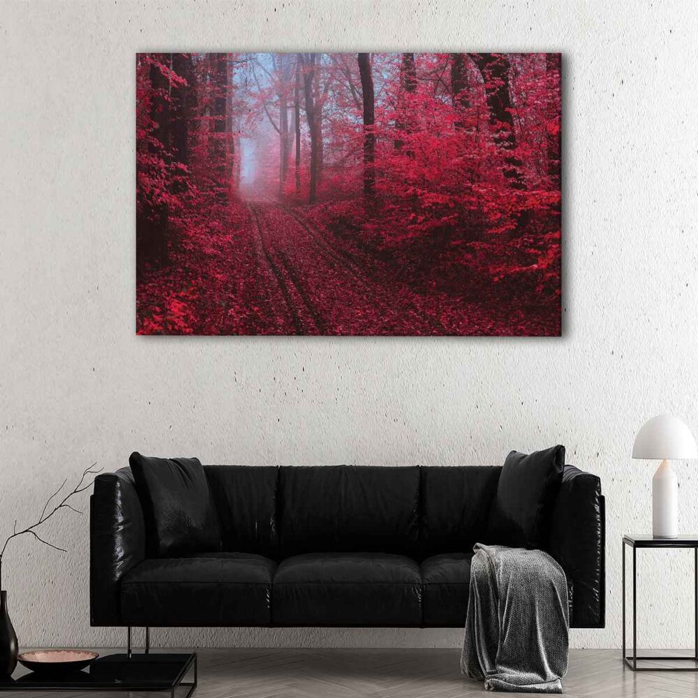 1 panels red maple forest canvas art