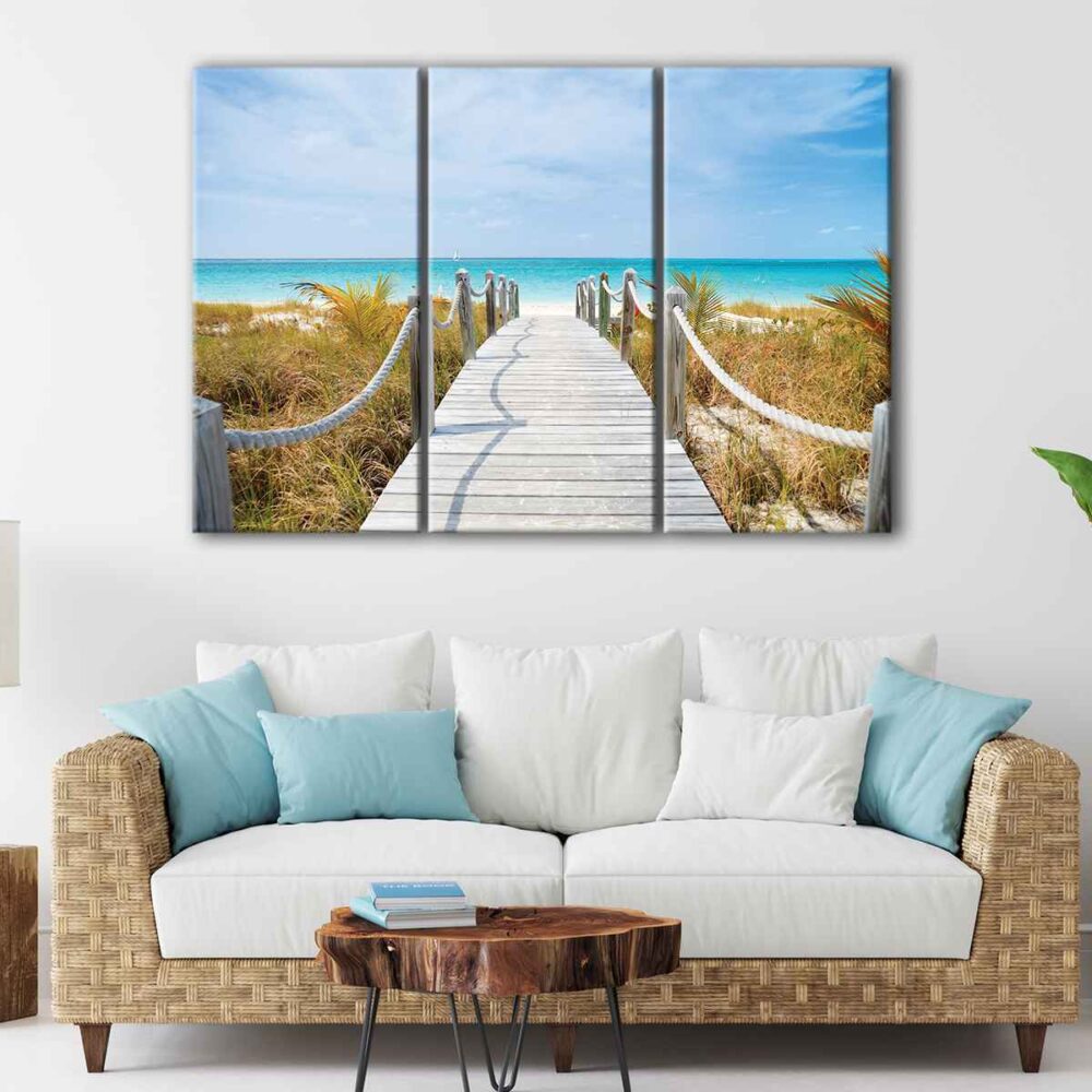 tableau tryptique  vue sur la plage 