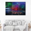 3 panels colorful northern light scanvas art