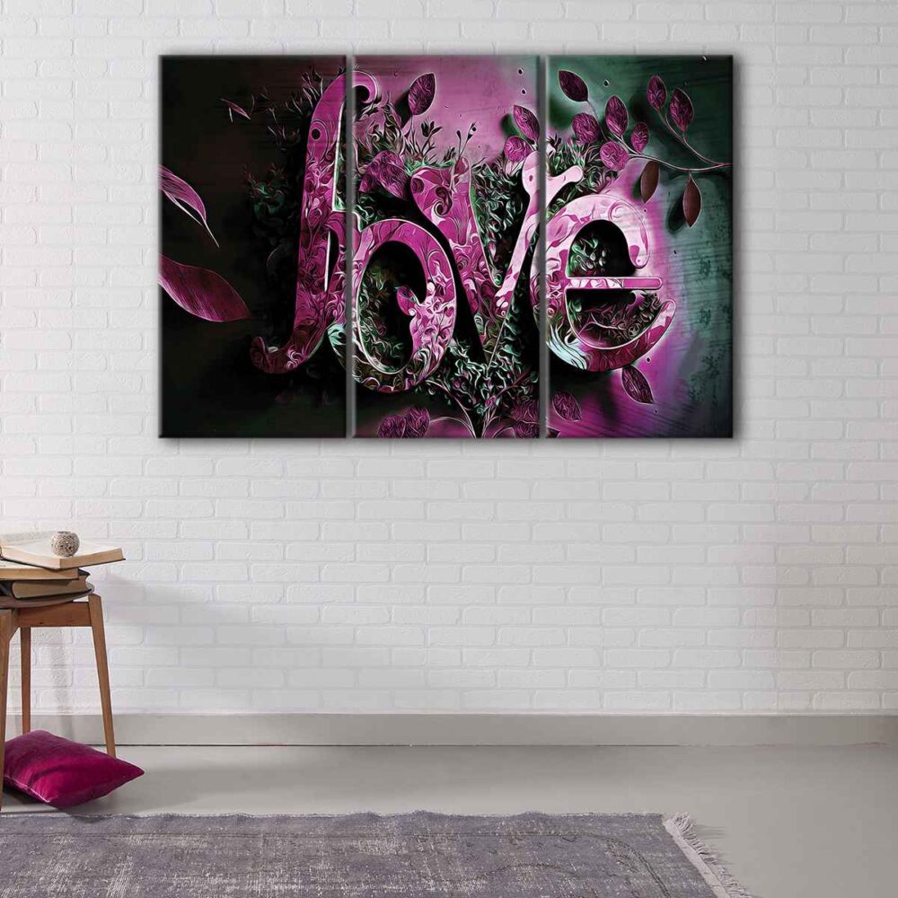  tableau tryptique calligraphie de l'amour 
