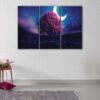 3 panels pink love tree canvas art