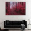 3 panels red maple forest canvas art