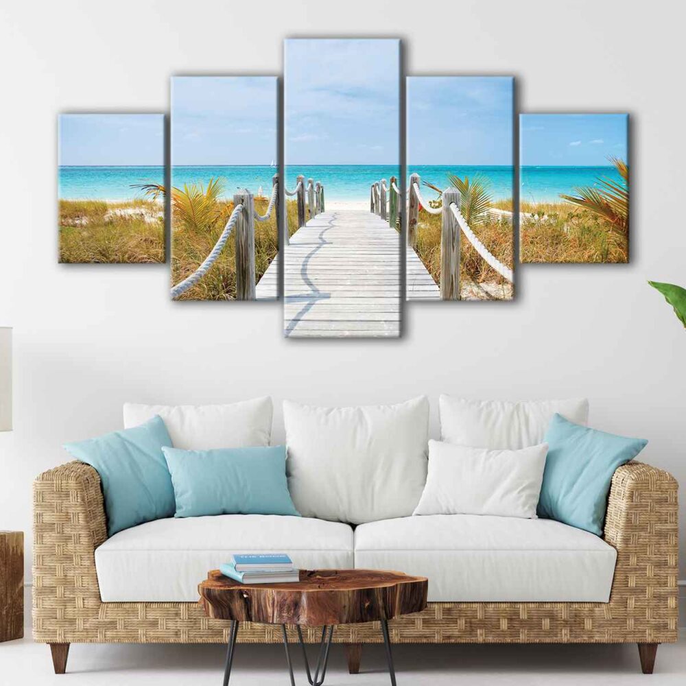 tableau vue sur la plage 5 pièces