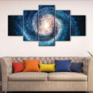 5 panels blue galaxy canvas art