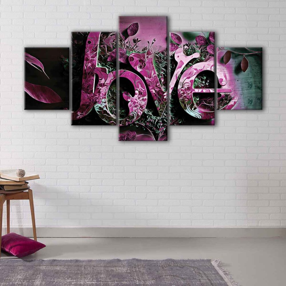  tableau calligraphie de l'amour 5 pièces