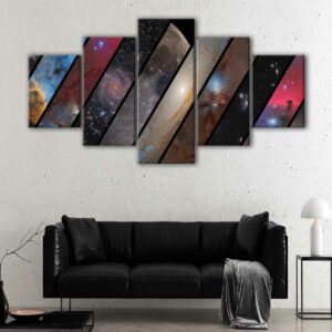 5 panels parallel universes canvas art
