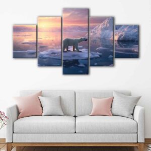 tableau ours polaire 5 pièces