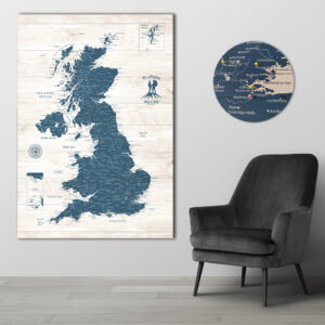 Rustic push pin UK map featured