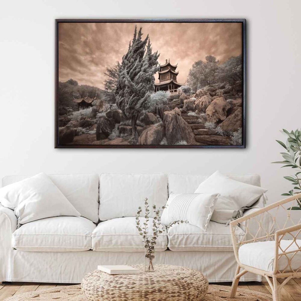 japanese temple floating frame canvas