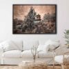 japanese temple floating frame canvas