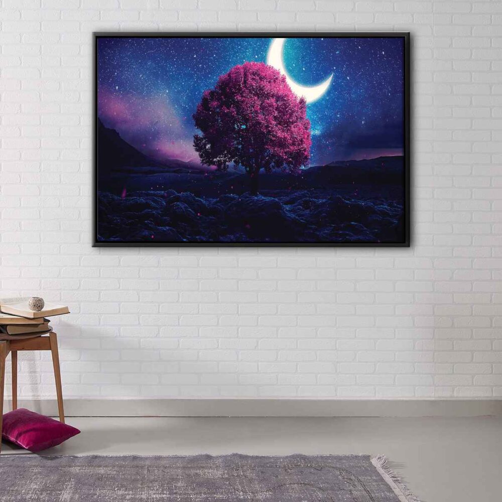 pink love tree floating frame canvas