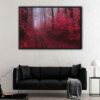 red maple forest floating frame canvas