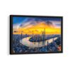 shanghai sunset framed canvas black frame