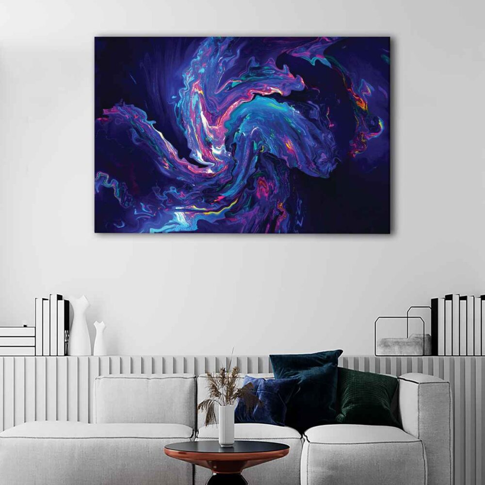 1 panels blue chaos canvas art