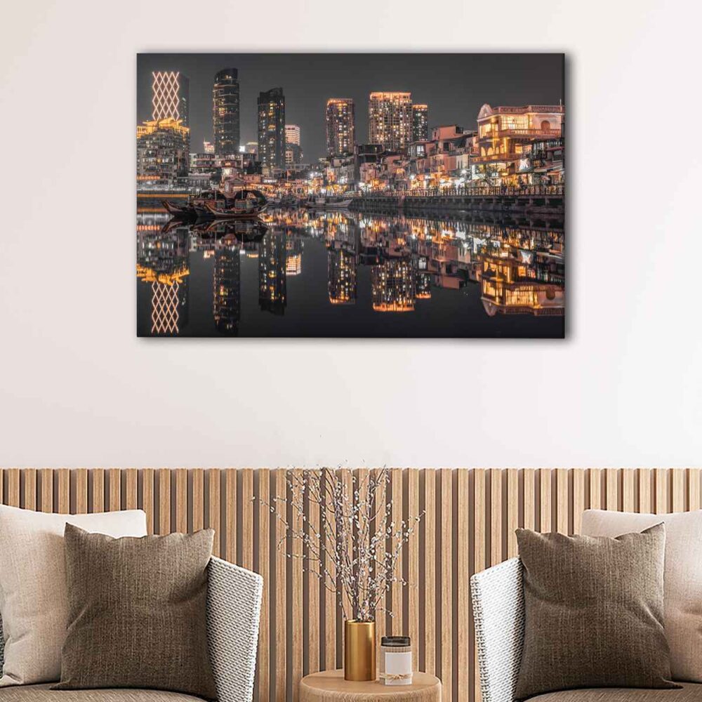 1 panels hong kong by night canvas art