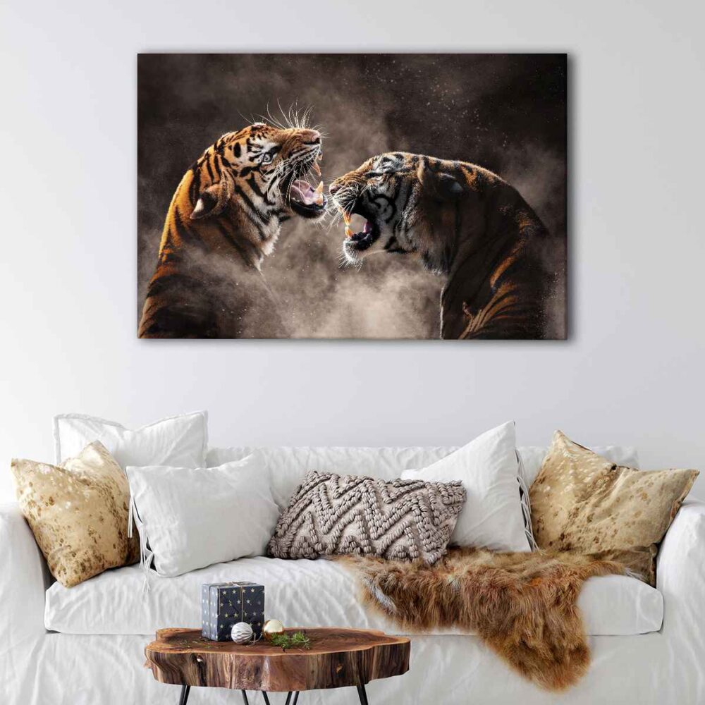 1 panels roaring tigers canvas art