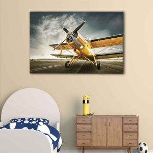 tableau avion jaune 5 pièces