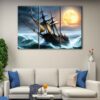 3 panels flying dutchman canvas art