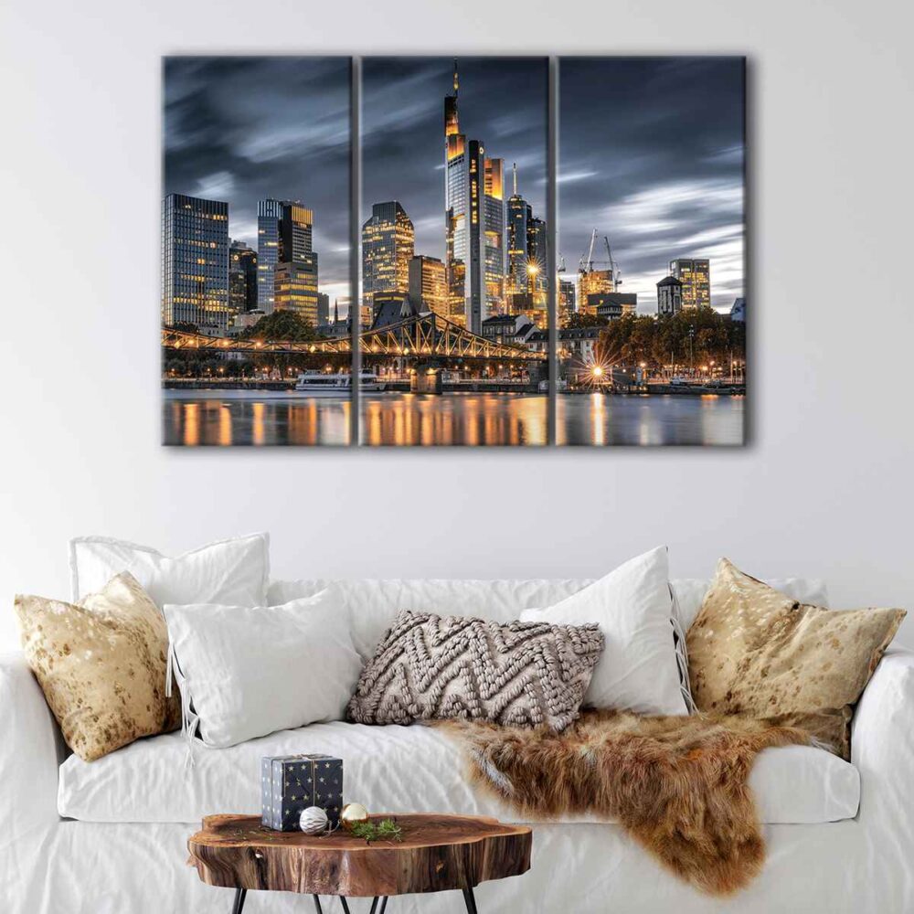 3 panels frankfurt skyline canvas art