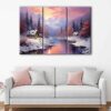 3 panels snowy winter canvas art