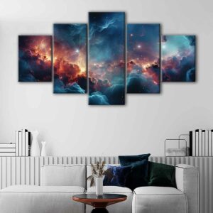 5 panels cosmic sky canvas art