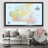 Colorful push pin Canada map framed