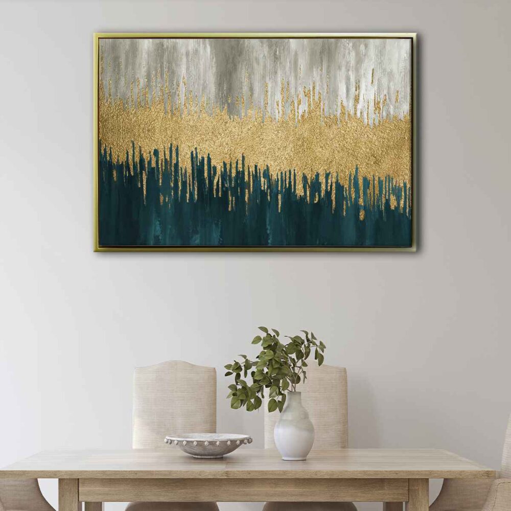 golden wave floating frame canvas