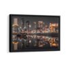 hong kong by night framed canvas black frame
