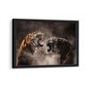 roaring tigers framed canvas black frame