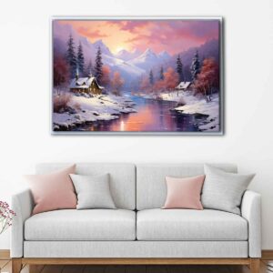 snowy winter floating frame canvas