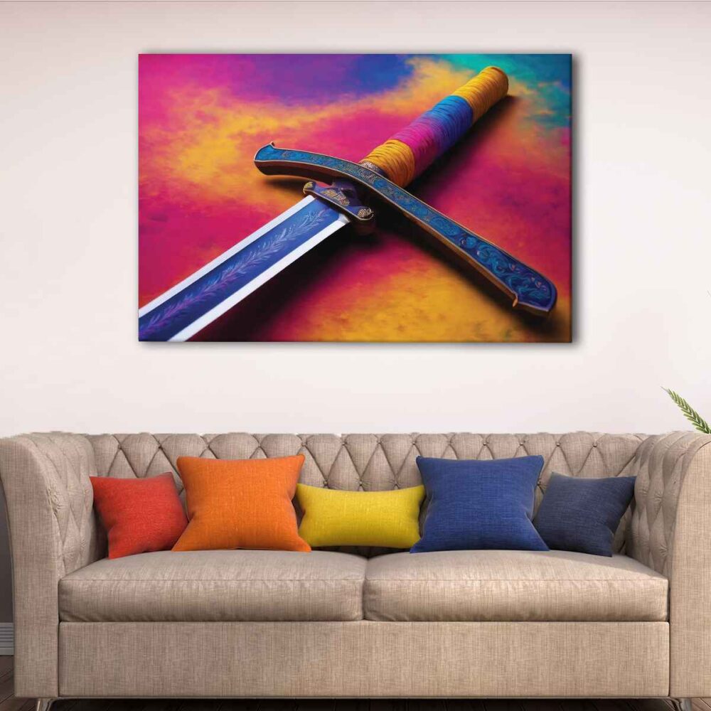 1 panels rainbow katana canvas art