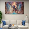 3 panels furious dragon canvas art