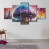 5 panels alien city canvas art