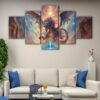 5 panels furious dragon canvas art
