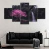5 panels pink tree canvas art
