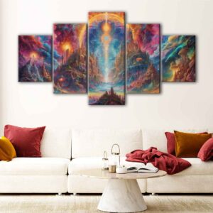 5 panels psychedelic kingdom canvas art