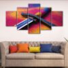 5 panels rainbow katana canvas art