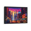 cyberpunk new york framed canvas black frame