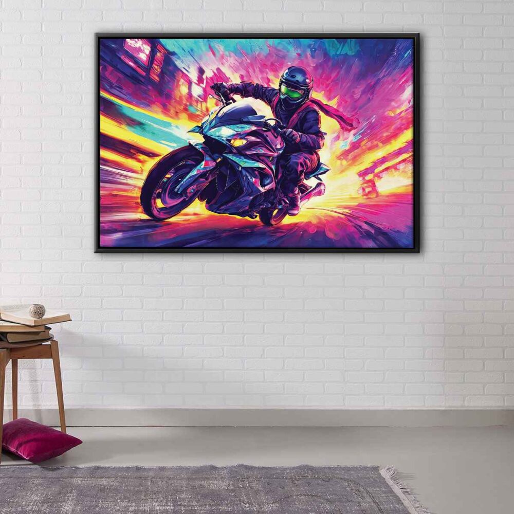 furious biker floating frame canvas